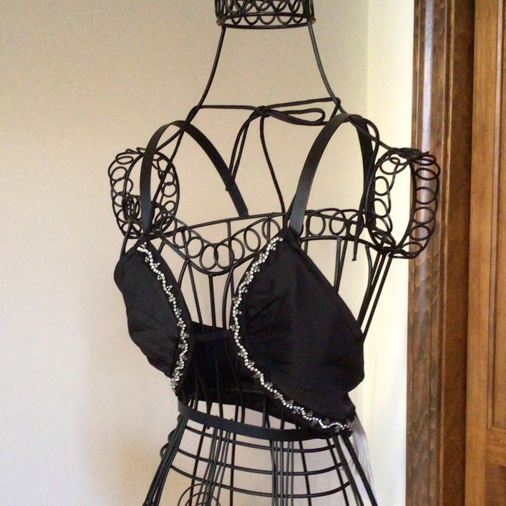 ZARA SATIN CROP TOP WITH RHINESTONES, XS - Picture 2 of 11